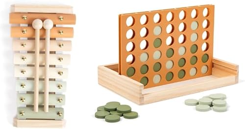 Paquete de xilófono de madera y cuatro en una fila, juegos Montessori-Estéticos, ideas de juguetes de aprendizaje y desarrollo para niños pequeños