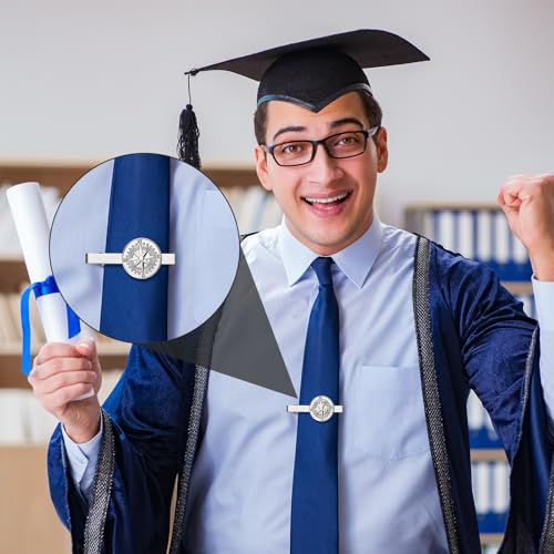 coume 6 sets graduation gifts for students boys compass tie clip with card the direction of your dream tie clips class of 2024 high school college graduation party group favors