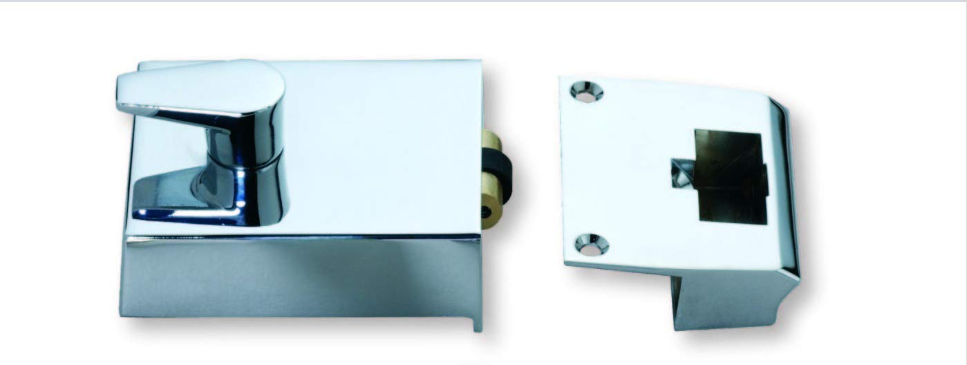 Newstar Bary Roller Bolt Night Latch - 60mm Backset (Polished Chrome Plate)