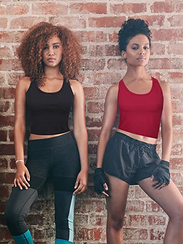 Boao 3 Pieces Crop Tops For Women, Workout Tops Basic Cropped Tank Tops Sleeveless Racerback Sports Gym Crop Tank For Teen Girls (Black, Dark Grey, Red, Small) #TOP6