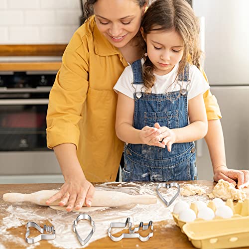108 Pcs Metal Cookie Cutters Set Stainless Steel Biscuit Cutter Molds Include Heart Star Round Flower Vehicle Sea Creatures Alphabet Numbers Ice Cream Cone Fruit Shapes Cookie Cutters For Baking #TOP5