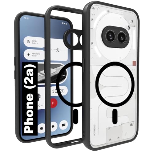 Image of RIGGEAR Shockproof Sleek Hybrid Magnetic Armor Back Cover Case Compatible with MagSafe Accessories for Nothing Phone 2A / Phone 2A Plus (Clear PC + Black TPU Bumper)