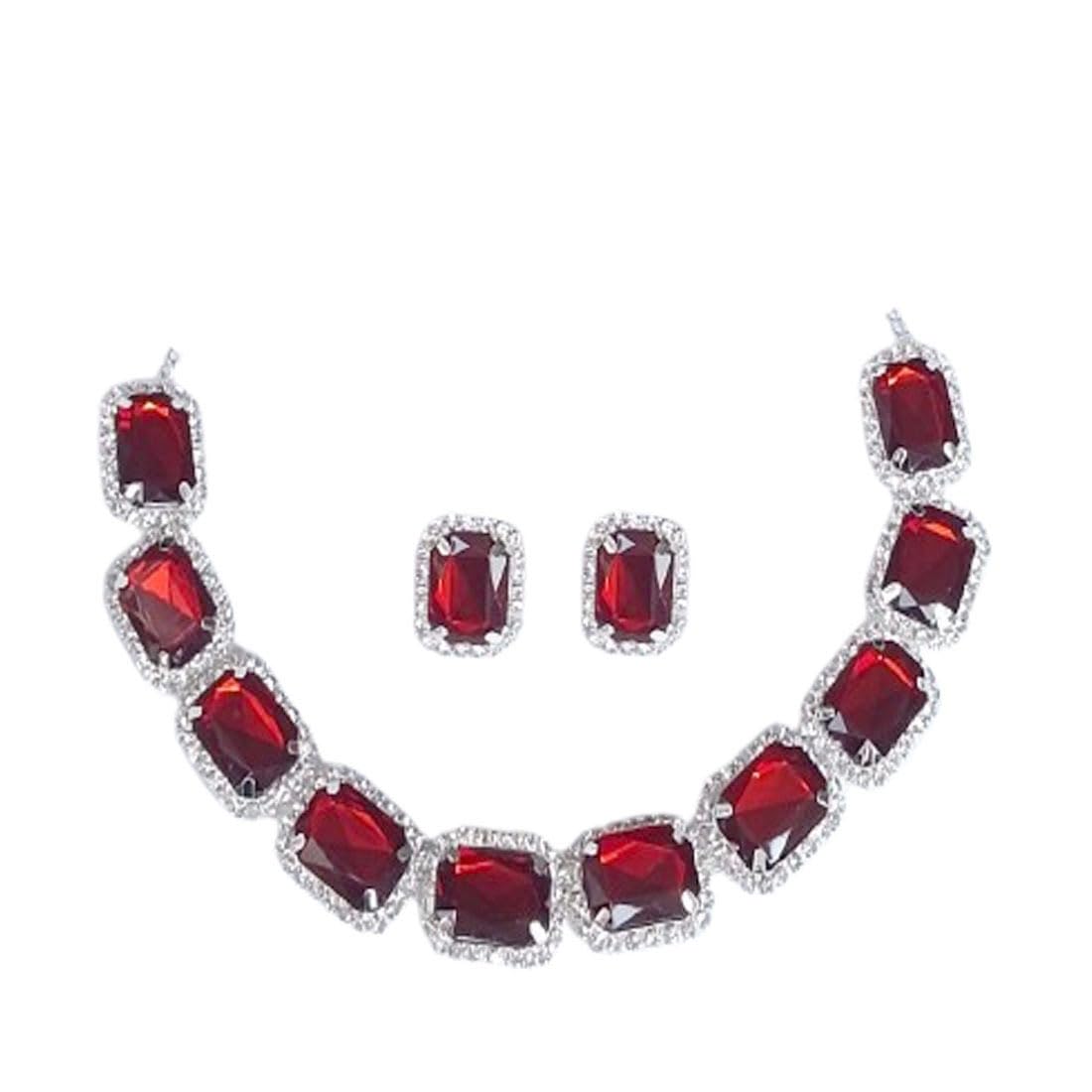 Red Stone chokar Studded Necklace With Earring Jewellery Set For Women and Girl (B0D22WWGHT) Amazon Price History, Amazon Price Tracker