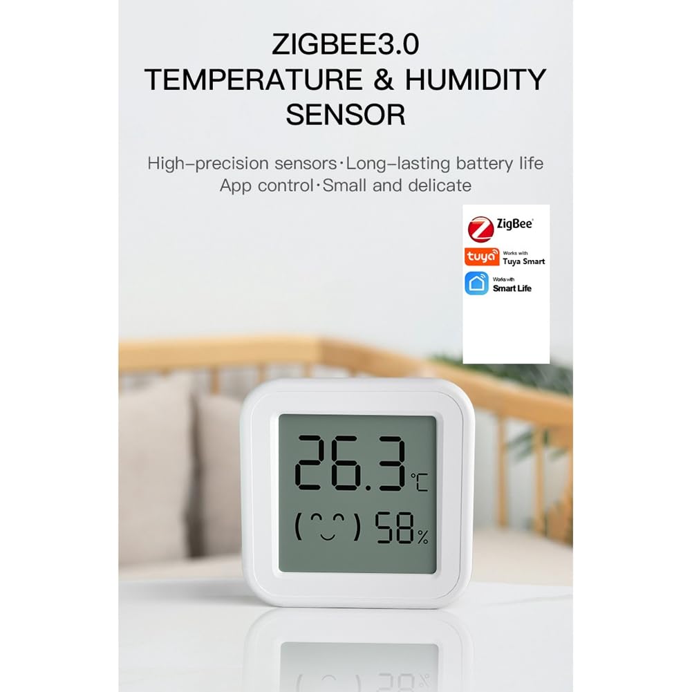 Capteur D'Humidité de Température Tuya Zigbee avec Écran LCD Moniteur Intelligent D'Application en Temps Réel à Distance pour Alexa/Home 3 Pièces