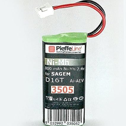 Batería recargable 800 mAh, 2,4 V, 43 x 21 x 10 mm, inalámbrica para Sagem:D16T, Siemens:Gigaset A120, Gigaset SL1 – Universo CL15 SL1