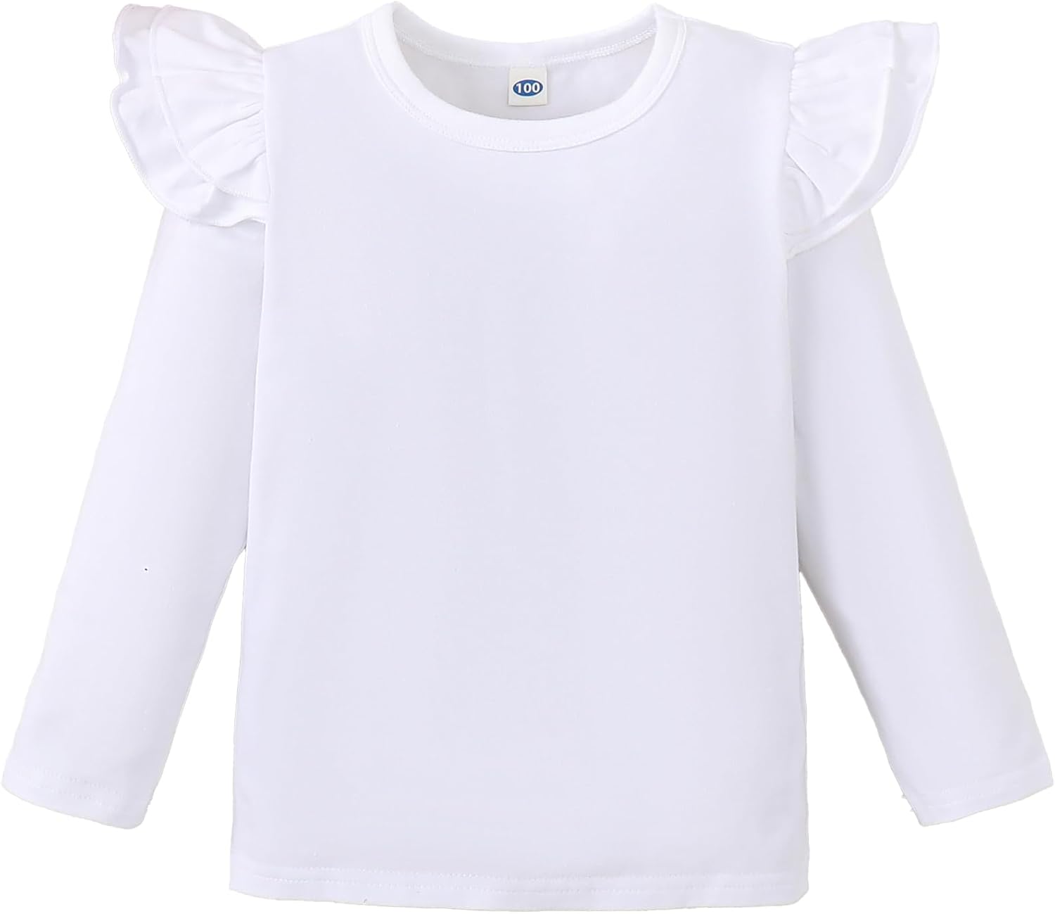LYSMuch Toddler Baby Girls Long Sleeve Ruffle T Shirt Kids Casual Plain Solid Top Blouse T-Shirt Undershirt