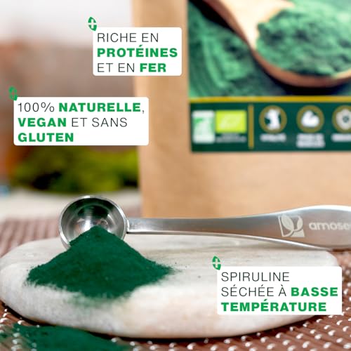 Spiruline en poudre BIO 250G | Naturelle et Pure | Riche en protéines, fer | Énergie, Sport, Immunité | Sans OGM, sans Conservateurs | Qualité Supérieure – Image 4