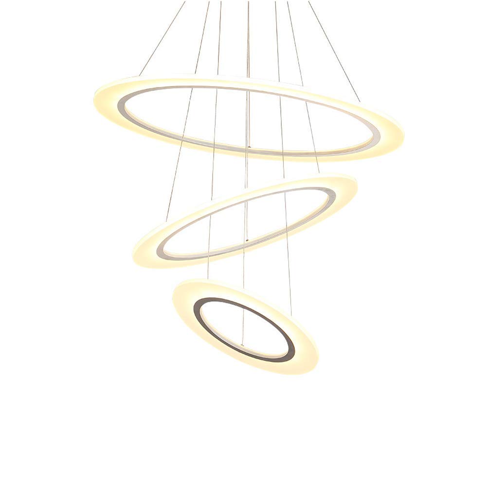 Żyrandol akrylowy Led, 3 pierścienie Oświetlenie wiszące Współczesny kolczyk Lampa wisząca Salon Sypialnia Wisiorek Oprawy oświetleniowe-biały D:30+50+70Cm interesting
