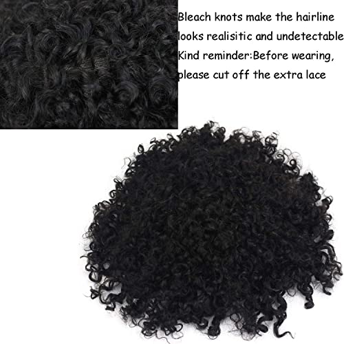 Voloria 2022 New Toupee For Men European Human Hair Replacement System Hairpieces Soft Thin Super Full Swiss Lace Toupee 10”X8” Base Small Curly Natural Black Color #TOP6