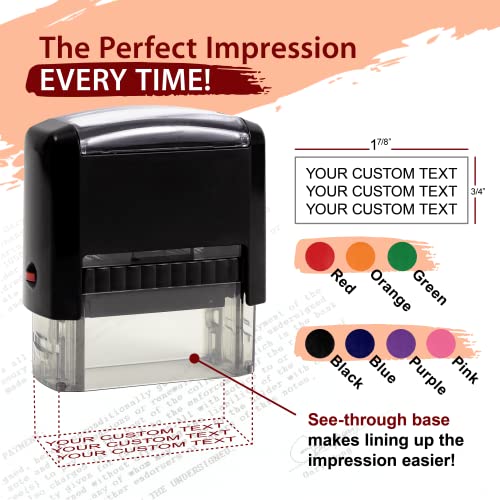 Custom Address Stamp - 5 Font Options - 3 Line Self-Inking Address Stamp - Up To 3 Lines Of Customized Text | Multiple Ink Color Options #TOP1