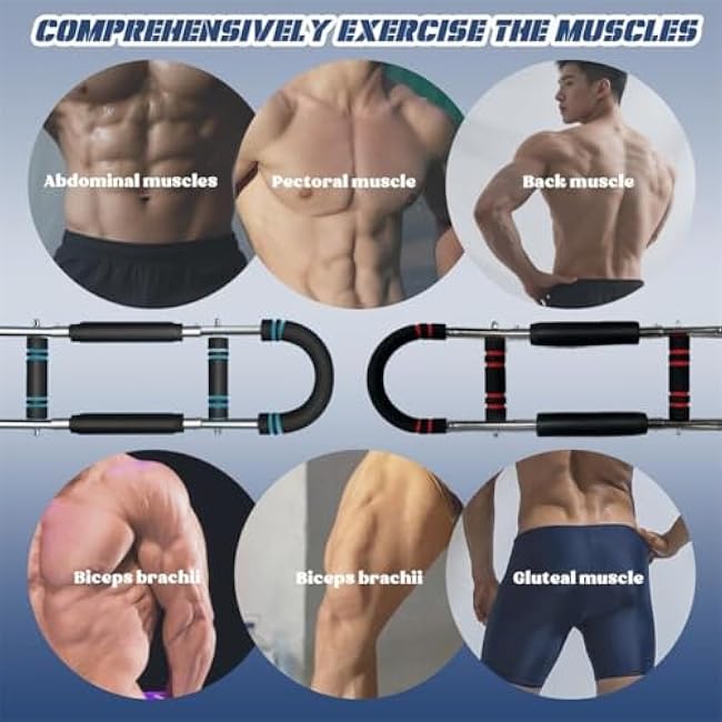 TechlyPro PowerBars, Techly Pro PowerBars, Arm & Chest Trainer with Adjustable Resistance, Portable Detachable Home Fitness Equipment for Workout Anywhere