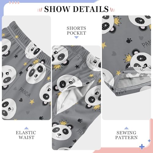 ZZXXB Prince Panda Boys Long Pants Soft Trousers Elastic Waist Kids Lounge Bottoms with Pockets S-XL4