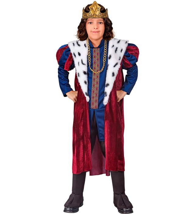 W WIDMANN MILANO Party Fashion - Costume de roi pour enfants, 4 pièces avec couronne et manteau, pour carnaval et théâtre