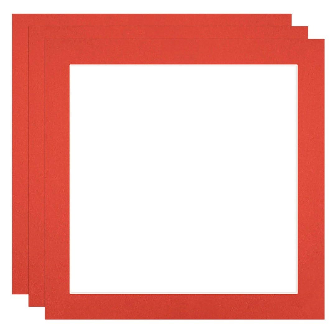 Procut Global 50x50cm Poppy Red Picture Mounts to Fit 40x40cm Aperture - Precision Cut Cardboard Photo Mount - Ideal for Frames, Prints, Artwork & Certificates - Sizes & Colours Available - 3 Pack — image 1
