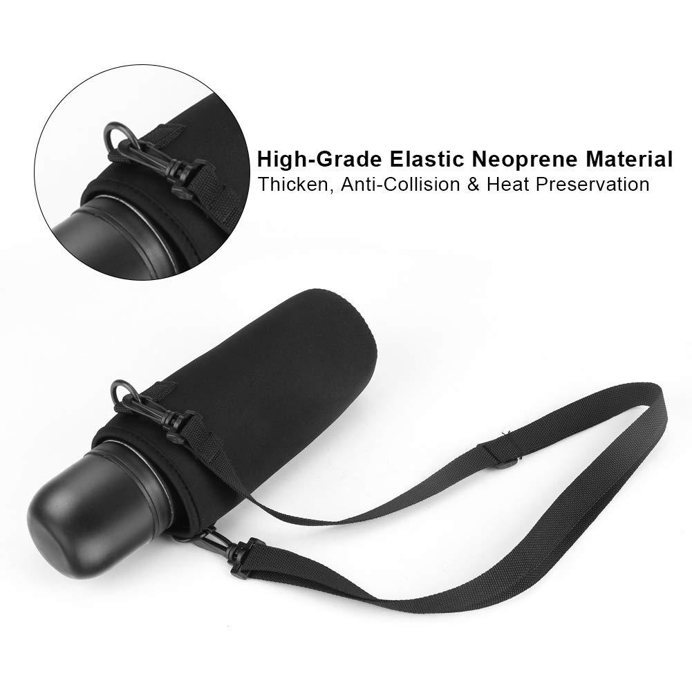 Neoprene Water Bottle Sleeve With Adjustable Shoulder Strap | Portable Carrying Pouch For Hiking, Camping, Gym (26cm/10in)