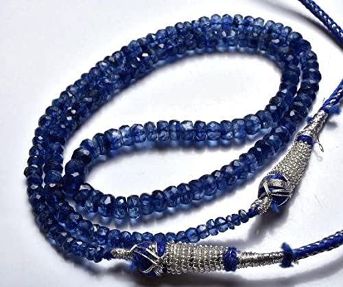 LKBEADS 1 sznur naturalny ciemny cyjanit fasetowane okrągłe koraliki pełny sznurek drobne duże koraliki naszyjnik 3,5 do 6 mm 44,5 cm