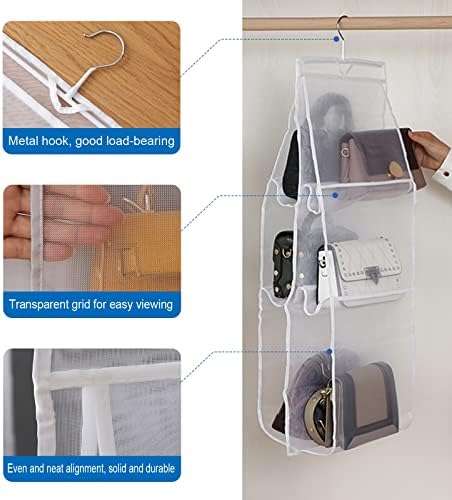NEUSID Handbag Storage Organiser, Wardrobe Handbag Organiser Hanging Handbag Purse Organizer with 6 Clear Pockets, Foldable Dust-proof Holder Bag Clear Pockets Shelf Bag for Purse, Clothes