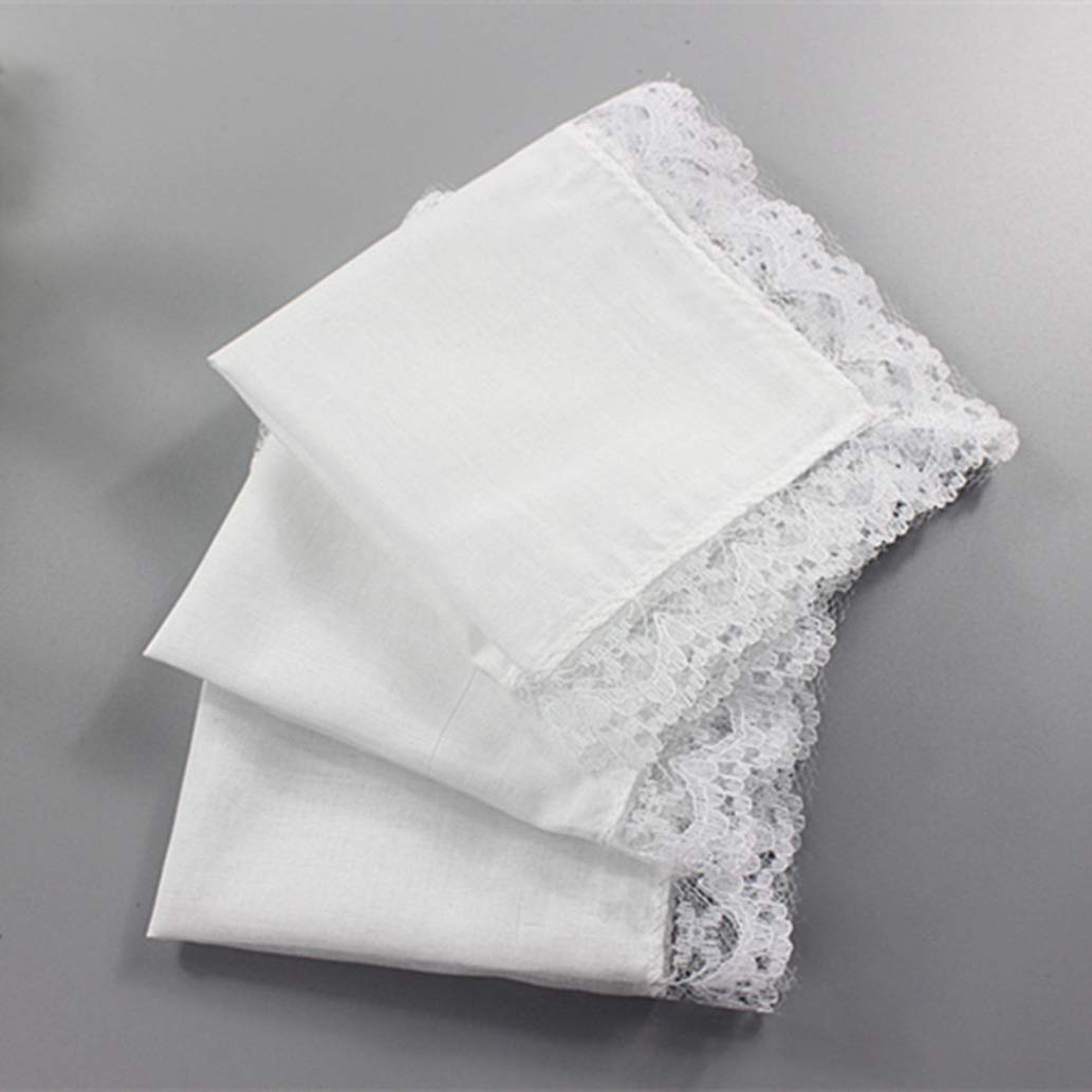 YURASIKU 10PCS White Cloth Napkin with Lace Edge Novelty Table Napkin for Wedding Bridal Shower Quinceanera Party Decoration 9x9 Inch
