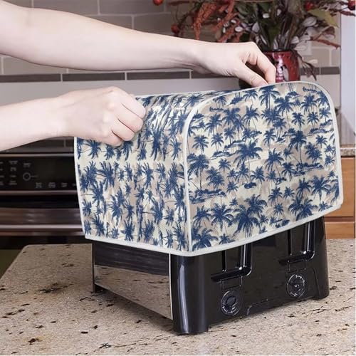 Image of Talayituse Palm Tree Print Toaster Cover 2 Slice Wide Slot, Lightweight Toaster Cover Dust Protection Washable Appliance Bag Bread Maker Cover, S
