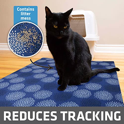 Image of Drymate Cat Litter Box Mat, Litter Trapping Mat, Waterproof, Urine-Proof, Absorbent, Machine Washable, Soft on Paws, Contains Mess, Protects Floors, Kitten Supplies, Dark Blue, 29x36 XL