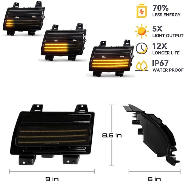 2 szt. Przedni zderzak dynamiczny boczny znacznik kierunkowskazów DRL lampa do jazdy dziennej akcesoria samochodowe Jeep Wrangler JL 2018-2021(Front Bumper Smoked)