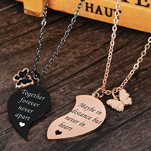 MJartoria BFF Necklace for 2-Valentines Heart Matching Necklace Best Friends Pendant Friendship Necklace Set of 2 Gifts for Women3