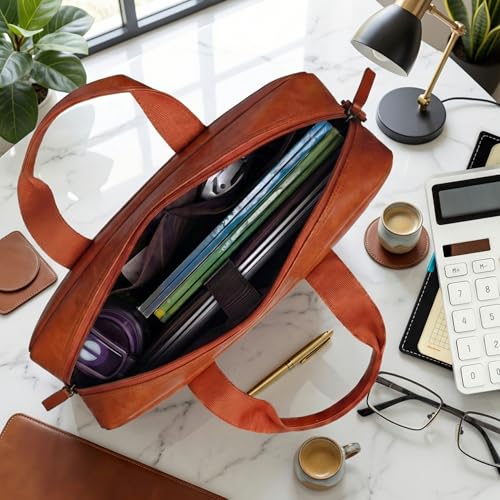 Image of VISMIINTREND Leather Laptop Office Bags for Men & Women, Fits 13 /14 /15.6 Inch Laptop, Macbook Bag Office /Travel, Laptop Messenger /Briefcase Bag | Corporate Gifts