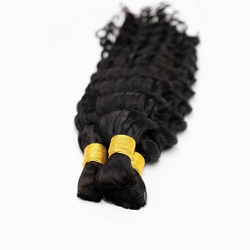 Miniatura 3 de YAOJISUDAJI Extensión de micro trenzas de cabello a granel para trenzar cabello humano, sin trama, rizado profundo, cabello humano virgen a granel