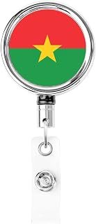 Flag of Burkina Faso Heavy Duty Metal Retractable Badge Holder Keychain - Durable for Nurses, Teachers, Doctors, etc.