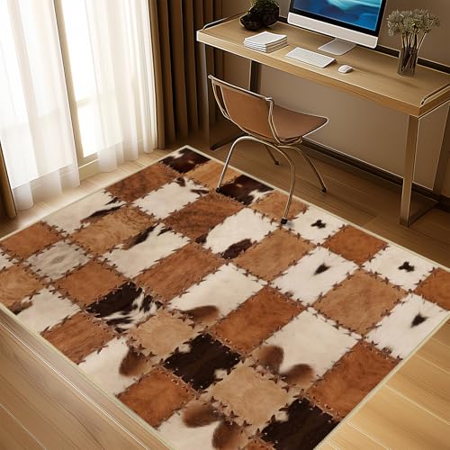 Tapete decorativo 4x6 pies marrón microfiber miniatura 4