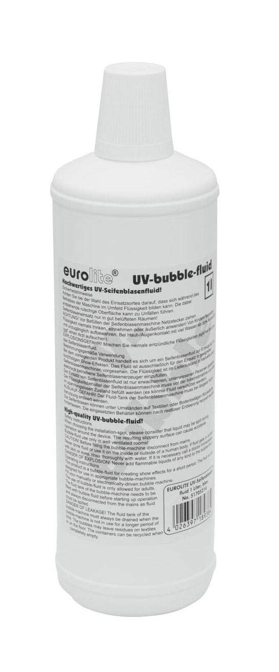 Showlite BM-60 Macchina per Bolle di Sapone 60W con Telecomando Wireless e 1L Eurolite Fluido UV blu (serbatoio 0,6l, 2-3 ore di funzionamento a serbatoio pieno, effetto festa, bolle da discoteca)