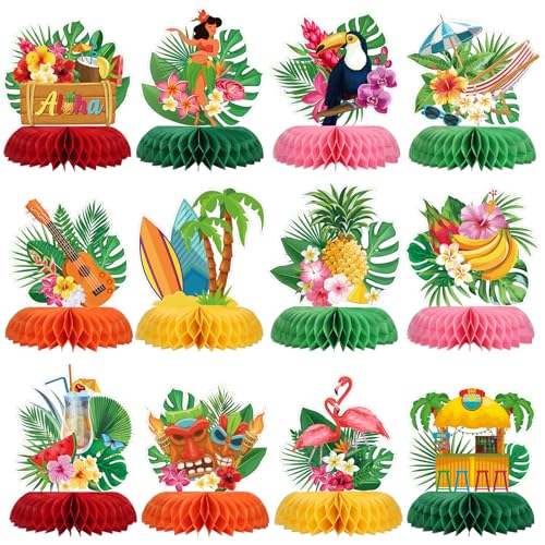 NatNarr 12PCS Luau Centerpieces for Tables Hawaii Party Decorations