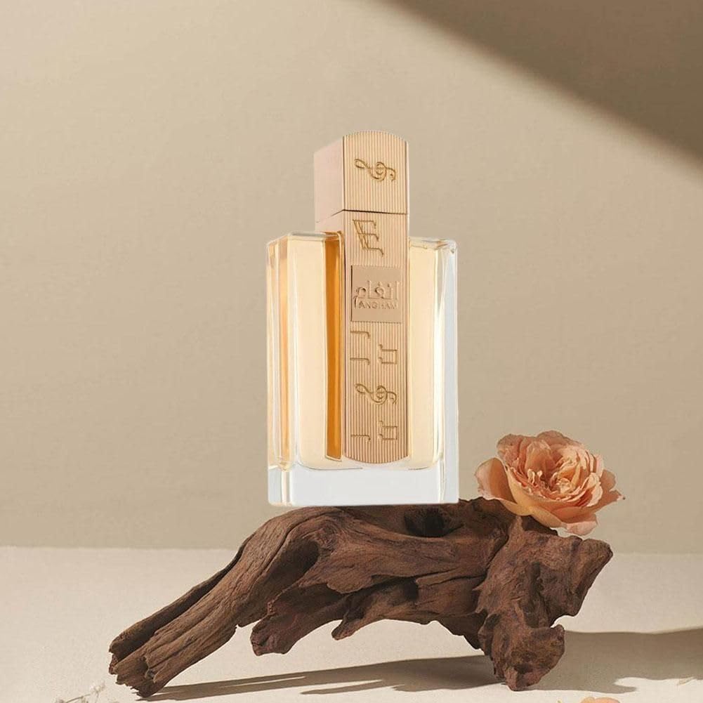 Angham Perfume Árabe Original – Eau de Parfum Oriental 100ml + Atomizador 5ml Recargable | Fragancia de Mandarina, Pimienta Rosa y Vainilla de Larga Duración.