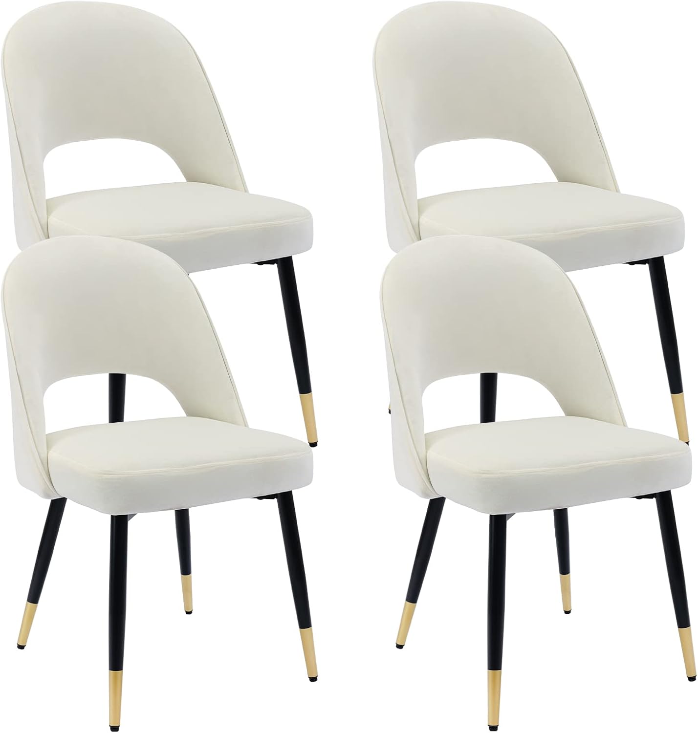 Wahson Velvet Dining Set of 4 Side Chairs With Metal Legs Modern
