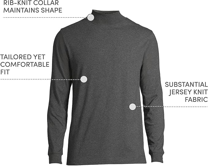 Lands' End Men's Super-T Cotton-Blend Mock Turtleneck Shirt - Image 6