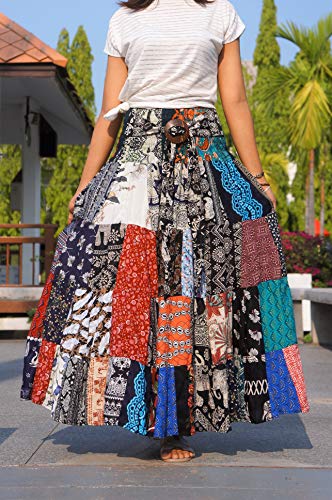 Long Patchwork Skirt Hippie Maxi Tiered Multicolored 100% Soft Rayon4