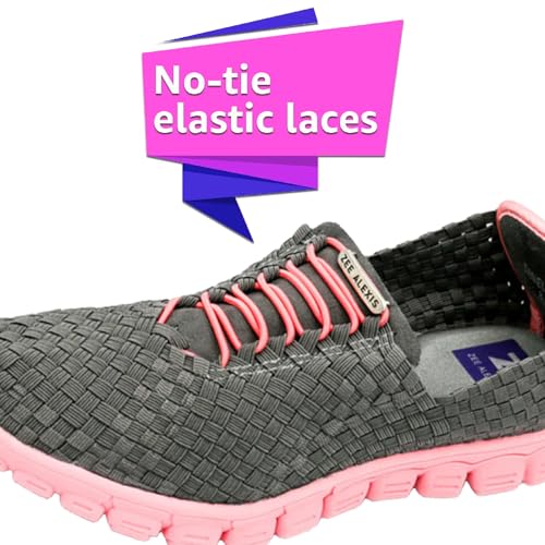 Image of Zee Alexis Women's Danielle Sneakers | Breathable Lightweight Flexible Casual Comfortable Slip-On No-Tie Elastic Laces Woven Shoes