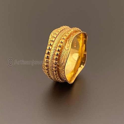 Miniatura 2 de Spinner Silver Ring, Three Band Rings, Spinner Gold Ring, 925 Silver Ring, Handmade Ring, Bohemian Spinner Ring, Fidget Spinner Ring, Meditation