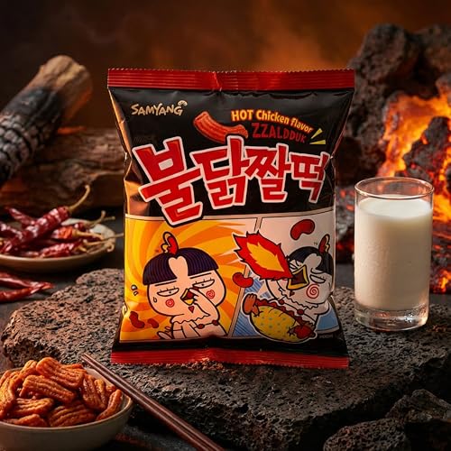 Samyang Hot Chicken Flavor Zzaldduk, Koreanische Scharfe Snacks, Würzige Ramen Chips, Pikante Knusprige Beilagen, 120g