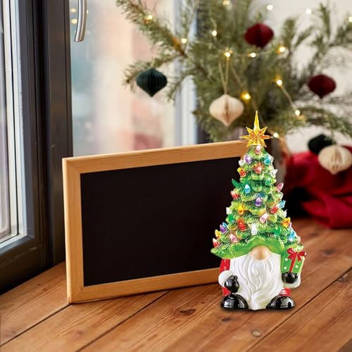Nain de Noël en céramique lumineux objet déco de table multicolore maison