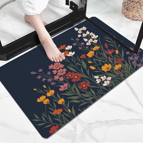 Tapis paysage pastoral entrée intérieur antidérapant fleurs