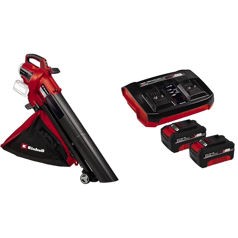 Einhell VENTURRO 36/240 3433640, Aspirapolvere a Batteria, Rosso + Einhell Starter kit 2 batterie da 4,0 Ah e Twincharger Power X-Change (Li-Ion, 18 V, 75 minuti di ricarica)