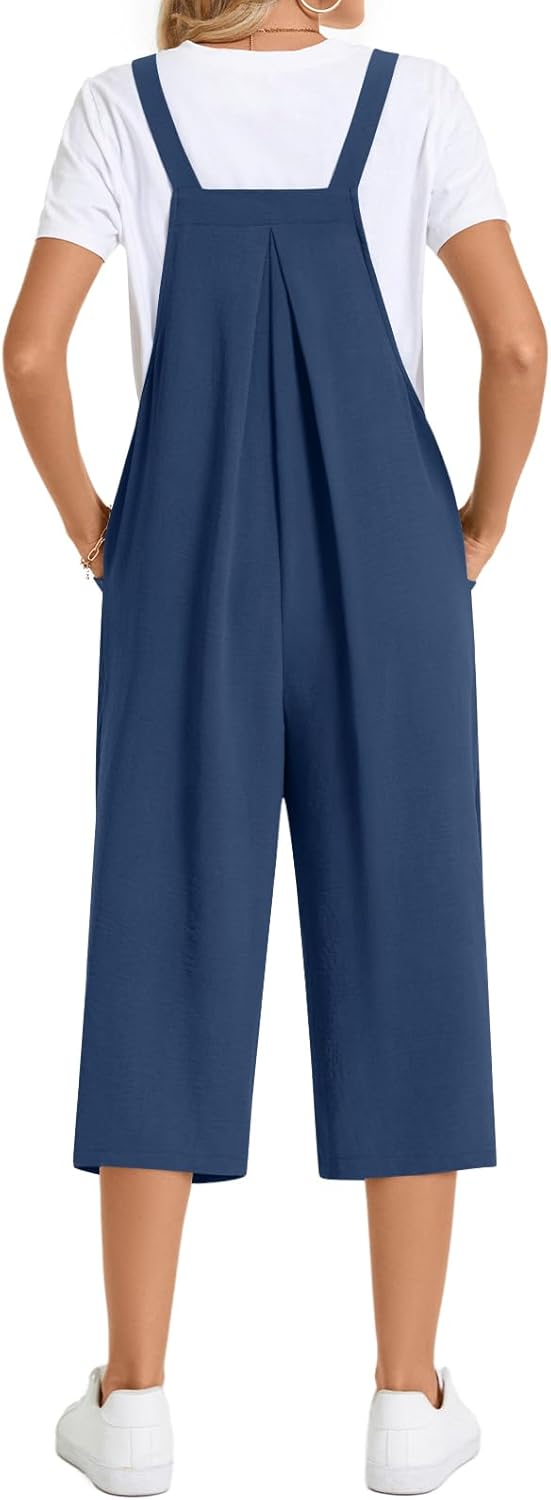TAOHUADAO Womens Adjustable Jumpsuits Casual Wide Leg Overalls Summer Boho Sleeveless Loose Rompers with Pocket - Image 2