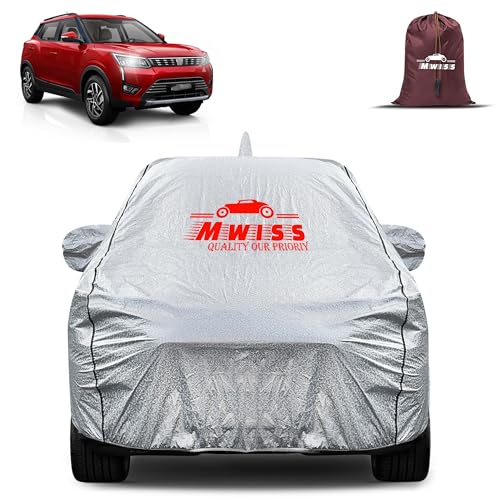 Image of Waterproof Car Body Cover for Mahindra XUV 300 | Mirror & Antenna Pocket Anti-Scratch with Soft Cotton Inner Lining Triple Stitched Protection| Heat Resistant | Rain Protection (Silver)