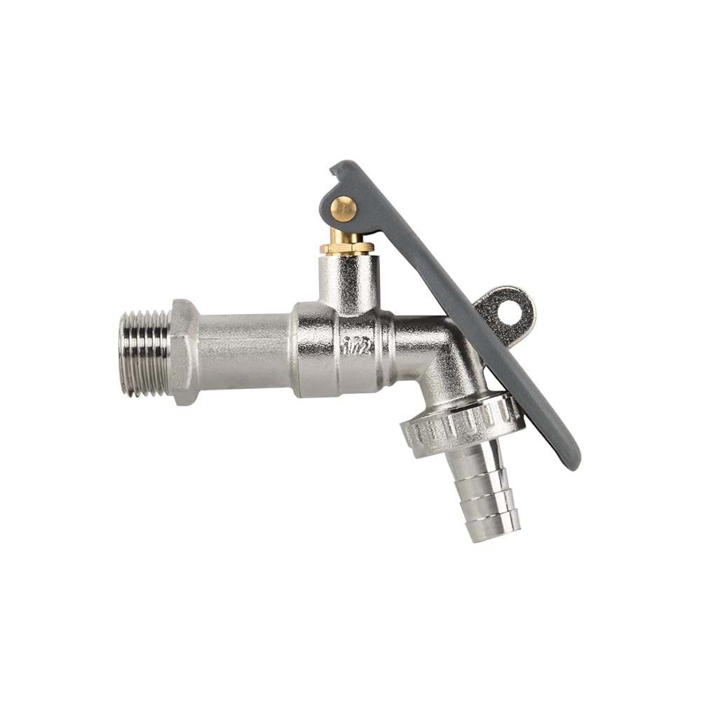 DOJA Barcelona Outdoor Tap with Lock – Garden Tap without Lock for Safe Flow Control, Easy Handling, Airtight Seal, Garden, Patio, Nickel Plated Brass