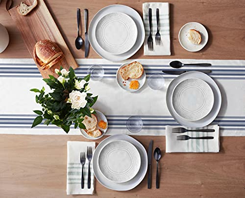 Cotton Linen Table Runner 70Inches Long, Blue White Stripes, Burlap Table Cloth Dresser Scarves For Farmhouse Dining Room/Holiday/Party/Wedding/Events, Farmhouse Theme, Machine Washable #TOP2