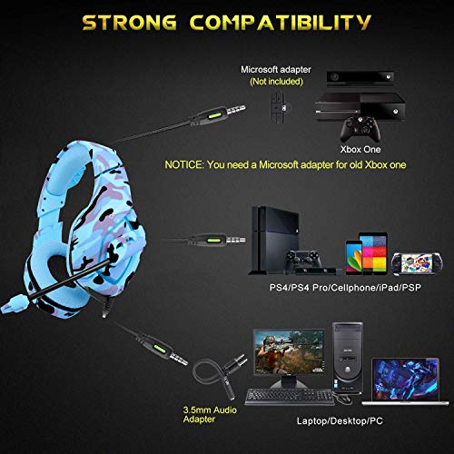 PS4 Gaming Headset ONIKUMA K1 PC Gamer Stereo Wired Over Ear Noise Cancelling Headphones with Microphone, Volume Control for PlayStation 4 Laptop Tablet Mobile Phone - Thumbnail 5