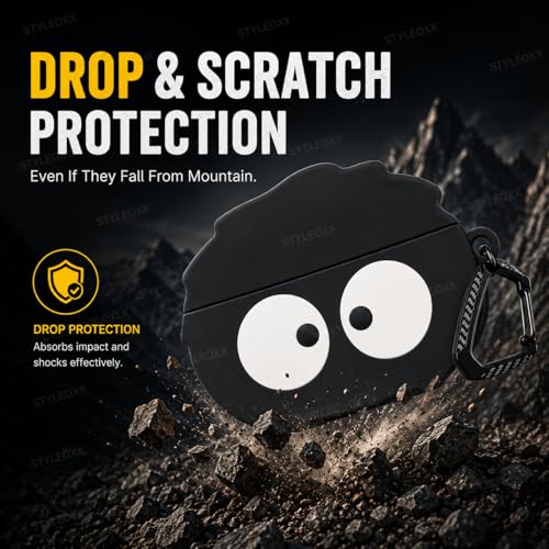 Image of Anvique Silicone Case Cover for Oneplus Nord Buds 4 Pro, Scratch Resistance, Shock Absorption, with Premium Carabiner (Briquette Cartoon)