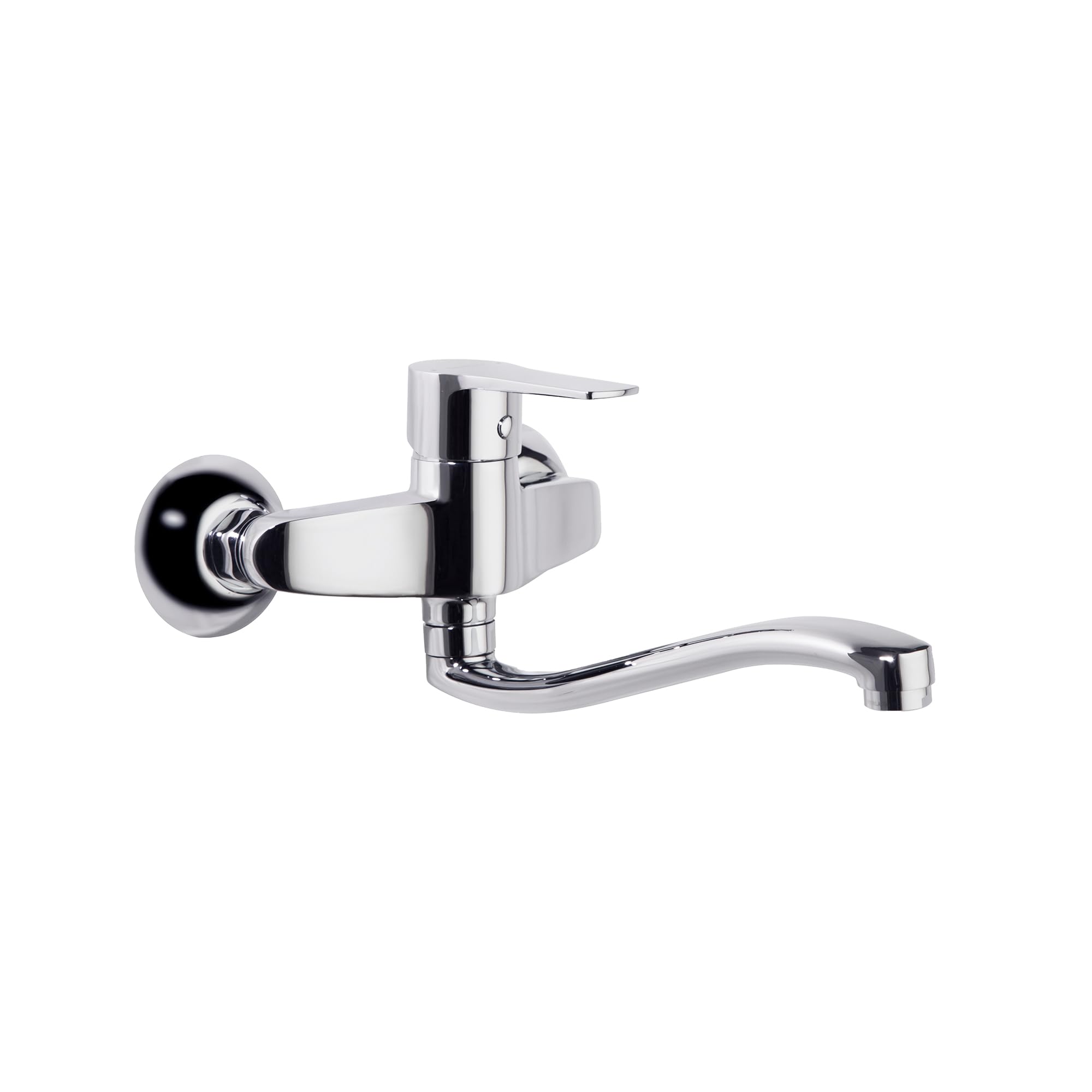Ramon Soler Titanium Grifo de Cocina Monomando de Pared de Caño Bajo Giratorio. Grifería para Fregadero con Sistema de Ahorro de Agua y Acabado Cromado.