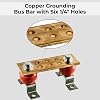 6 Copper Wall Mounted Ground Bar Kit - Electrical Ground Bar with Mounting Brackets - Copper Grounding Busbar Bar Kit with 2.5kV Insulators
